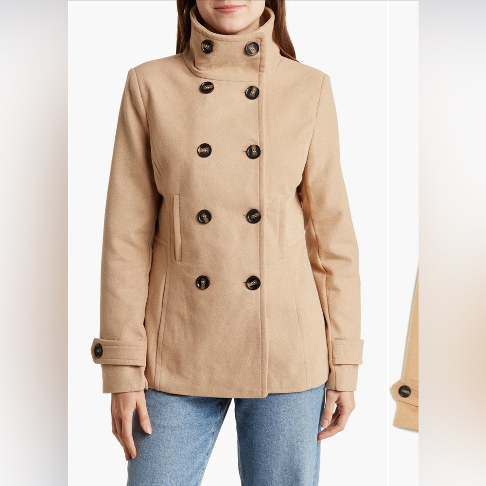 Thread & Supply NWT Women's Camel Double-Breasted Peacoat - Picture 2 of 7